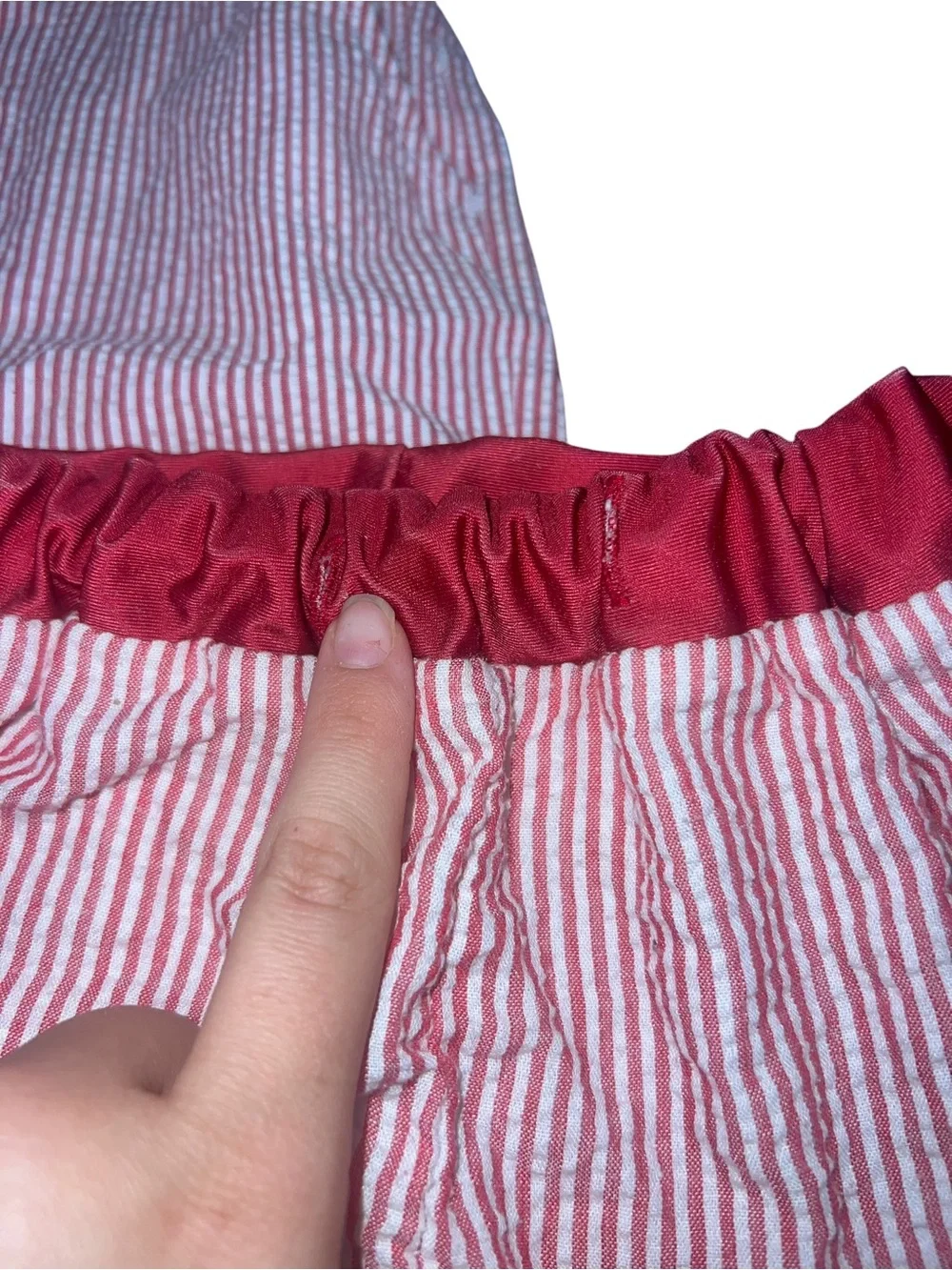 Red & White Seersucker Boy 2T Shorts Set with Elephant Patch